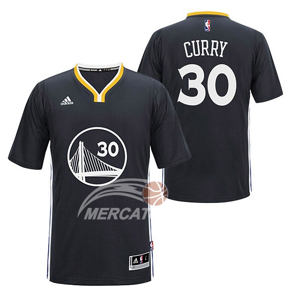 Maglia NBA Autentico Manica Corta Golden State Warriors Curry Negro